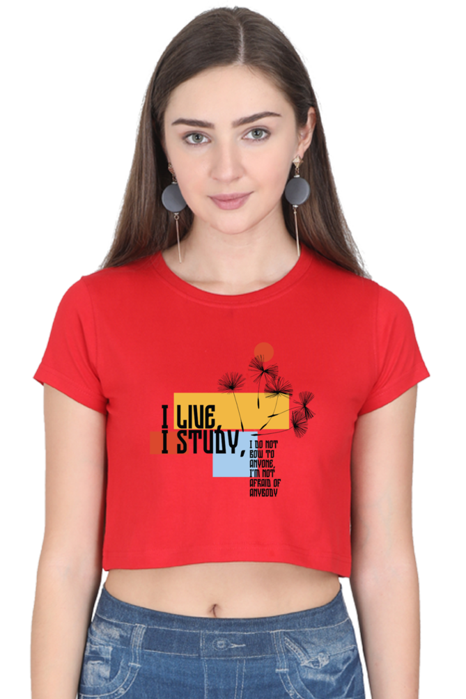TrendzyKart I live I Study Digital Print Women Crop Top