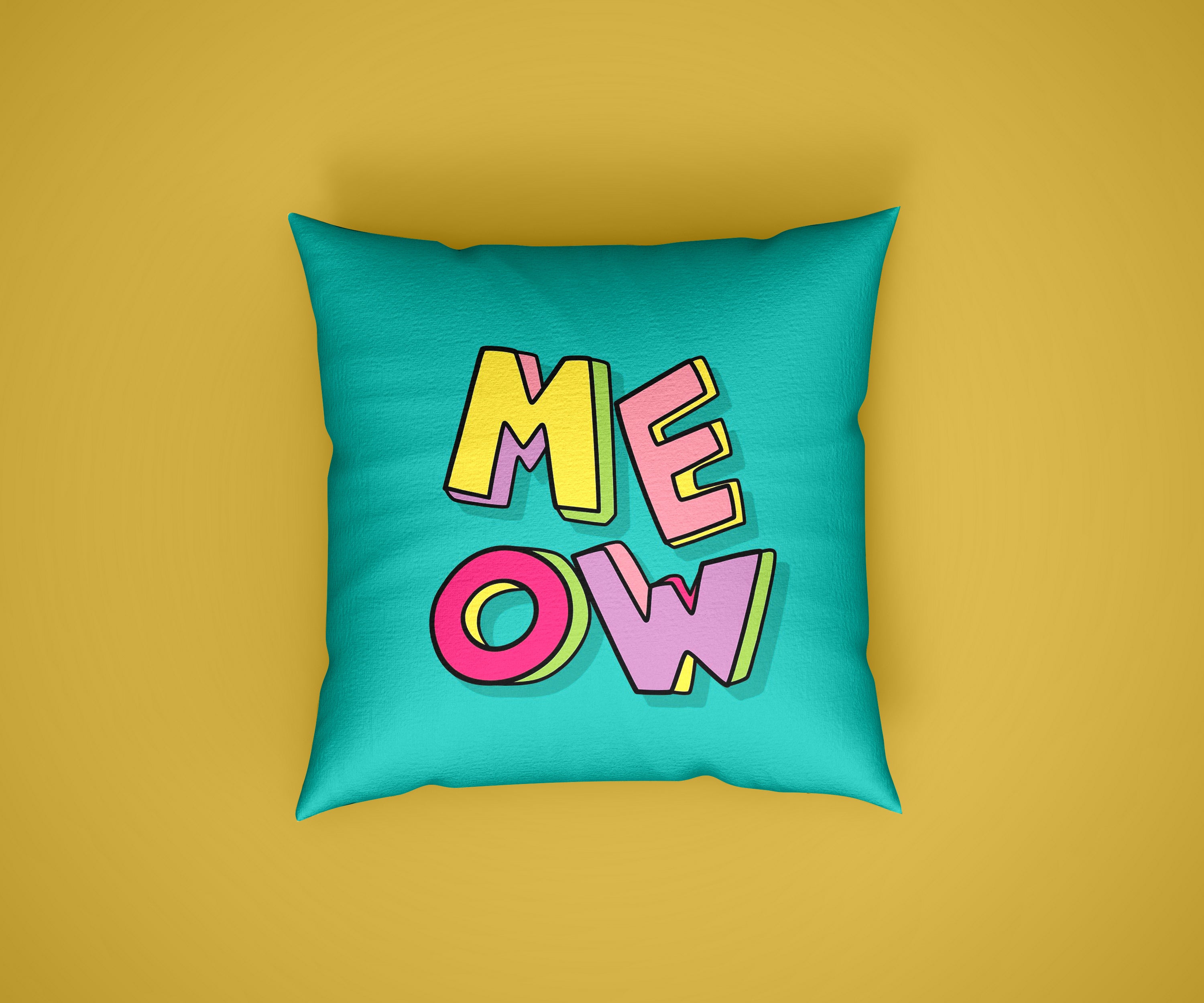 TrendzyKart Digital Print AOP Cushion Cover – Cat Meow