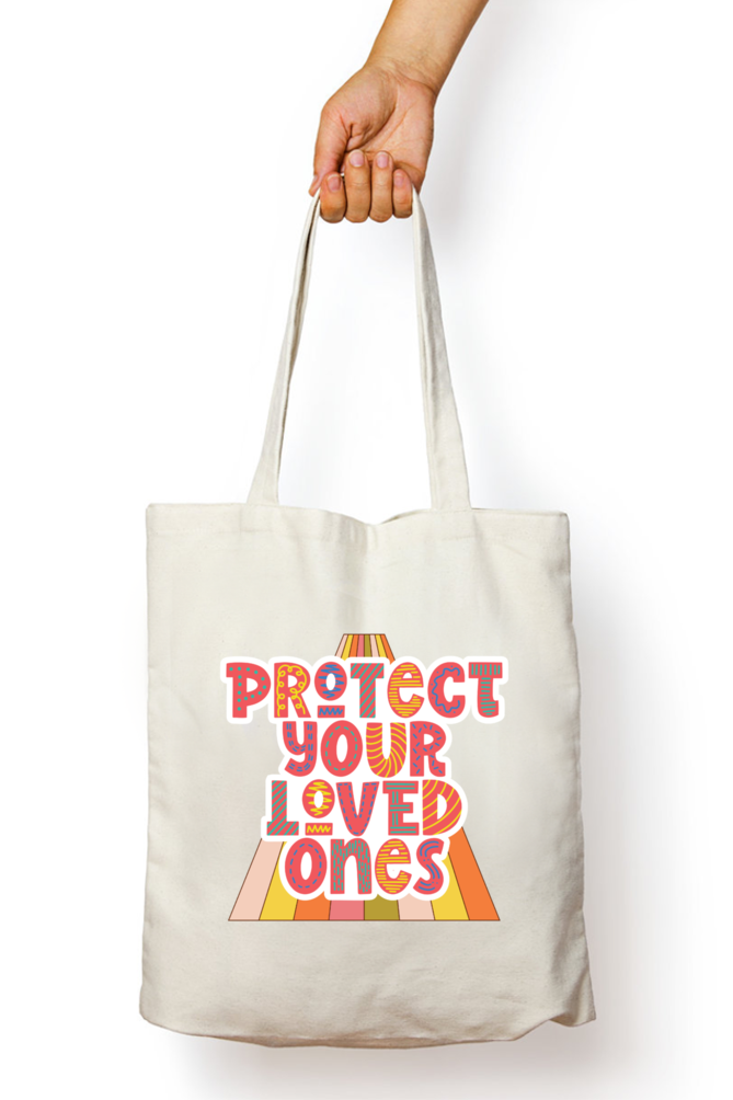 TrendzyKart Protect Your Love Once Print Unisex Zipper Tote Bag