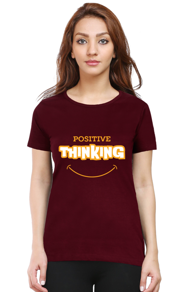 TrendzyKart Positive Thinking Digital Print Women Half Sleeve T-Shirt