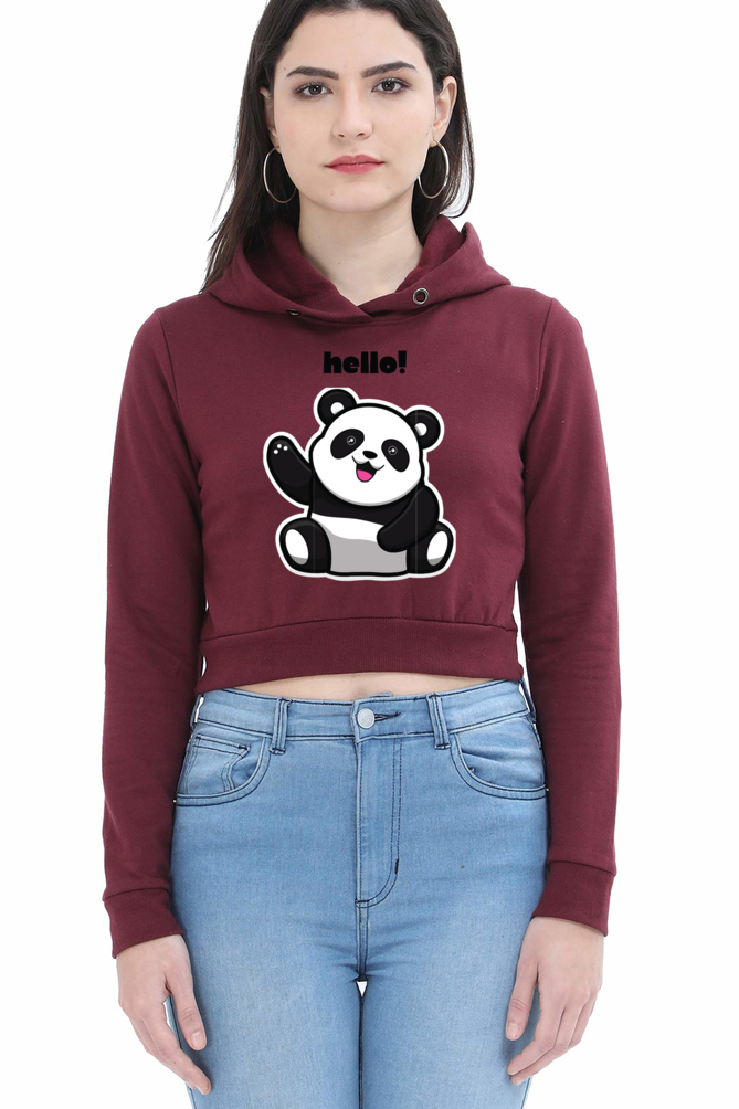 TrendzyKart Hello Panda Digital Print Women Crop Hoodies