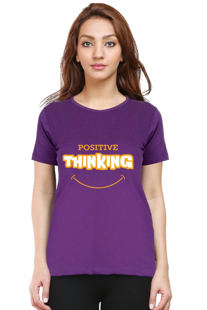 TrendzyKart Positive Thinking Digital Print Women Half Sleeve T-Shirt