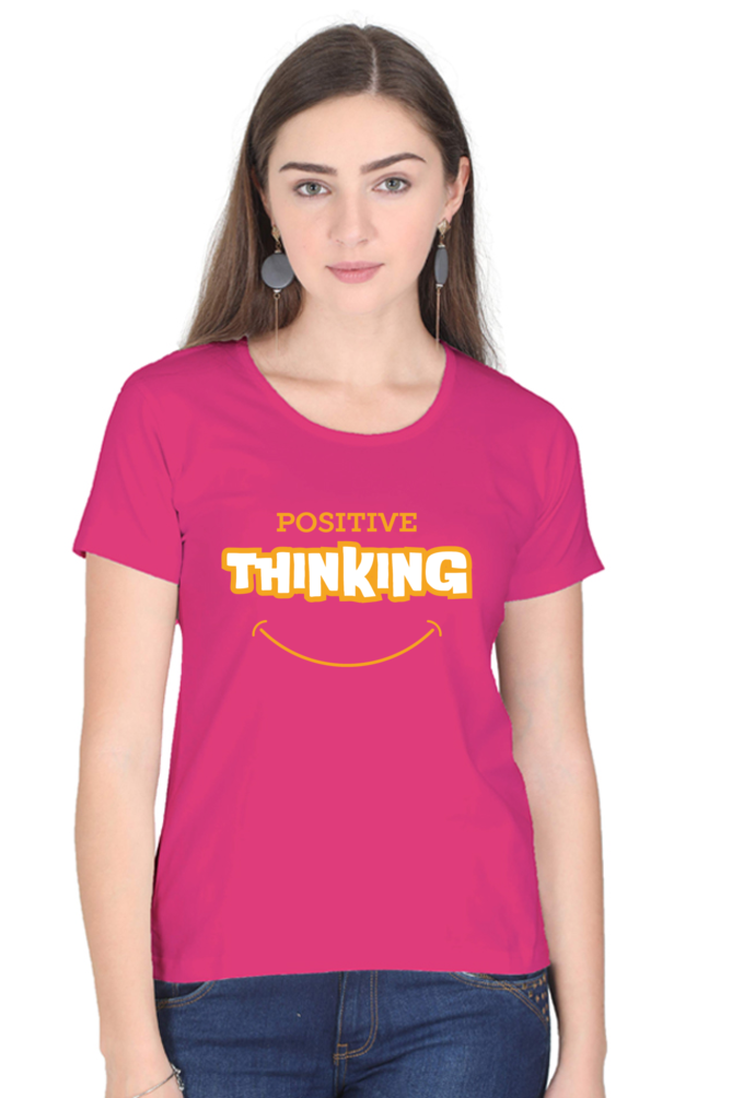TrendzyKart Positive Thinking Digital Print Women Half Sleeve T-Shirt