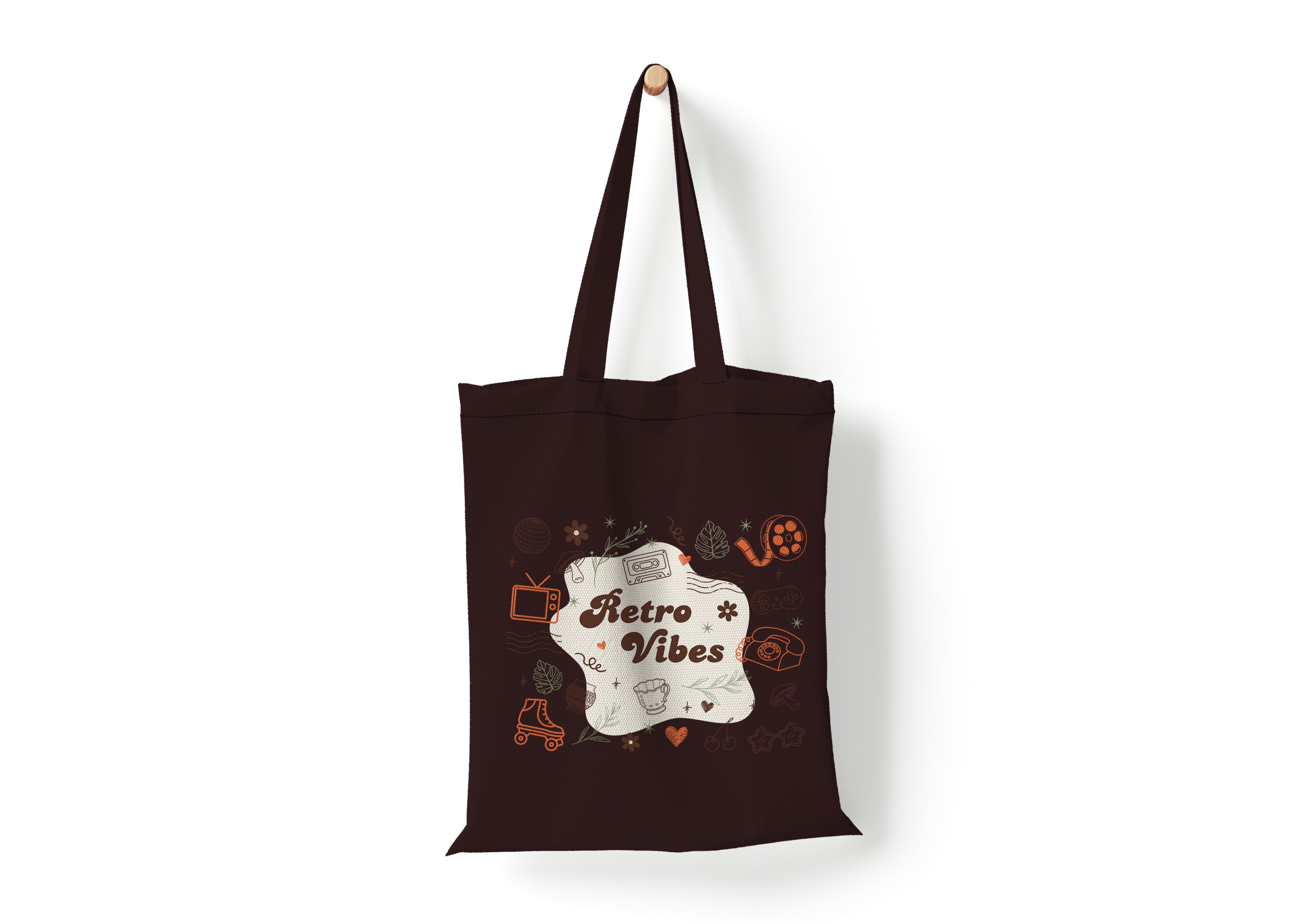 TrendzyKart Retro Vibes Print Unisex Zipper Tote Bag