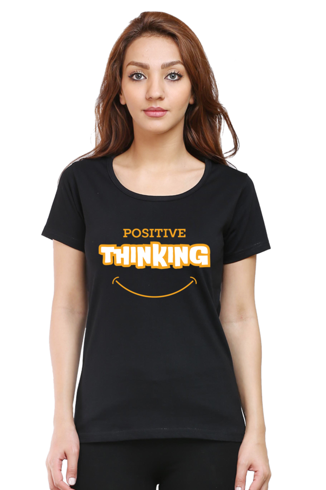 TrendzyKart Positive Thinking Digital Print Women Half Sleeve T-Shirt