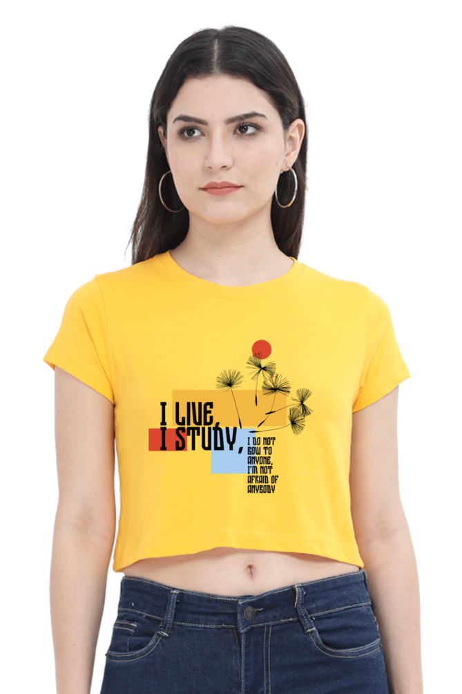 TrendzyKart I live I Study Digital Print Women Crop Top