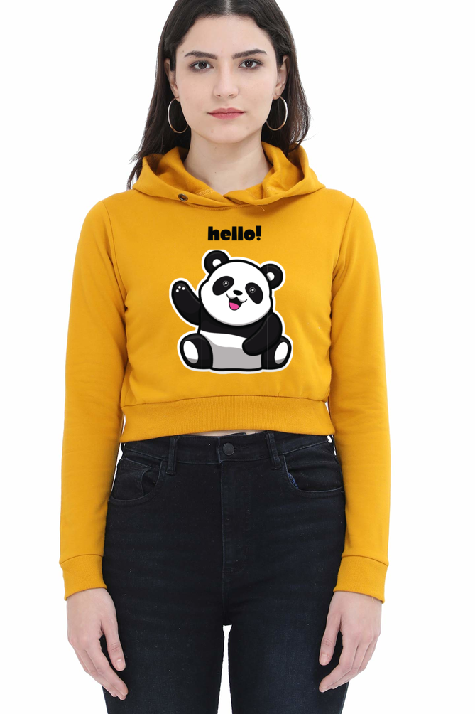 TrendzyKart Hello Panda Digital Print Women Crop Hoodies