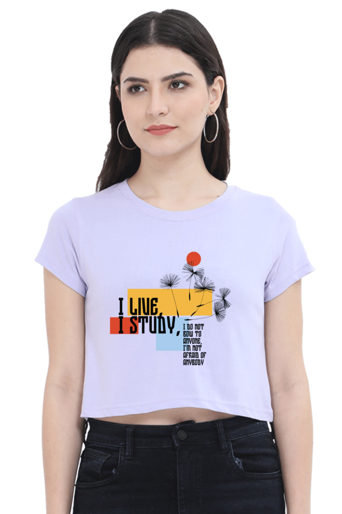 TrendzyKart I live I Study Digital Print Women Crop Top