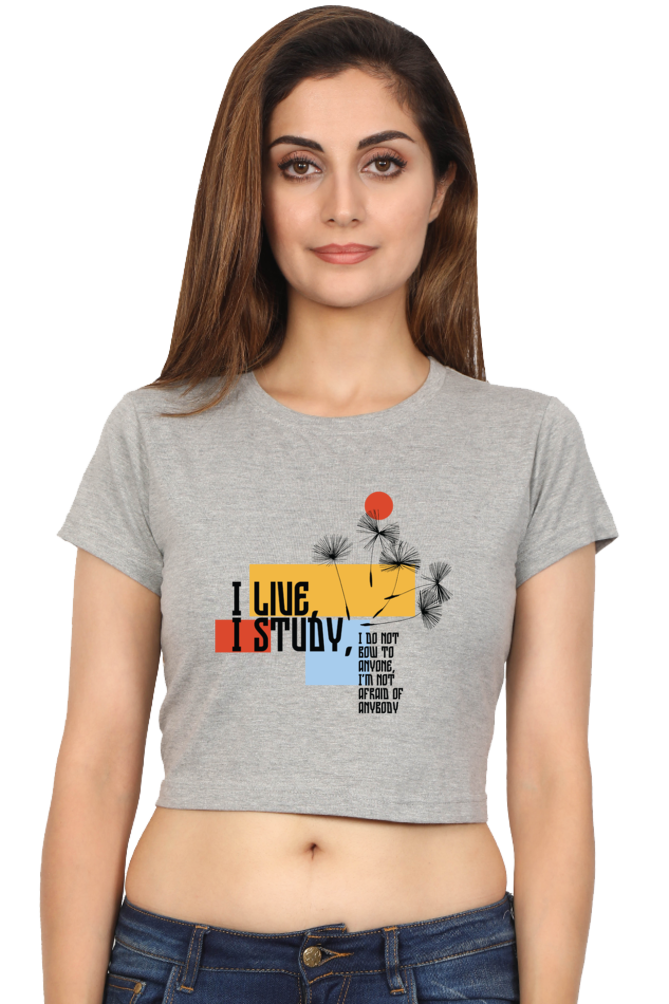 TrendzyKart I live I Study Digital Print Women Crop Top