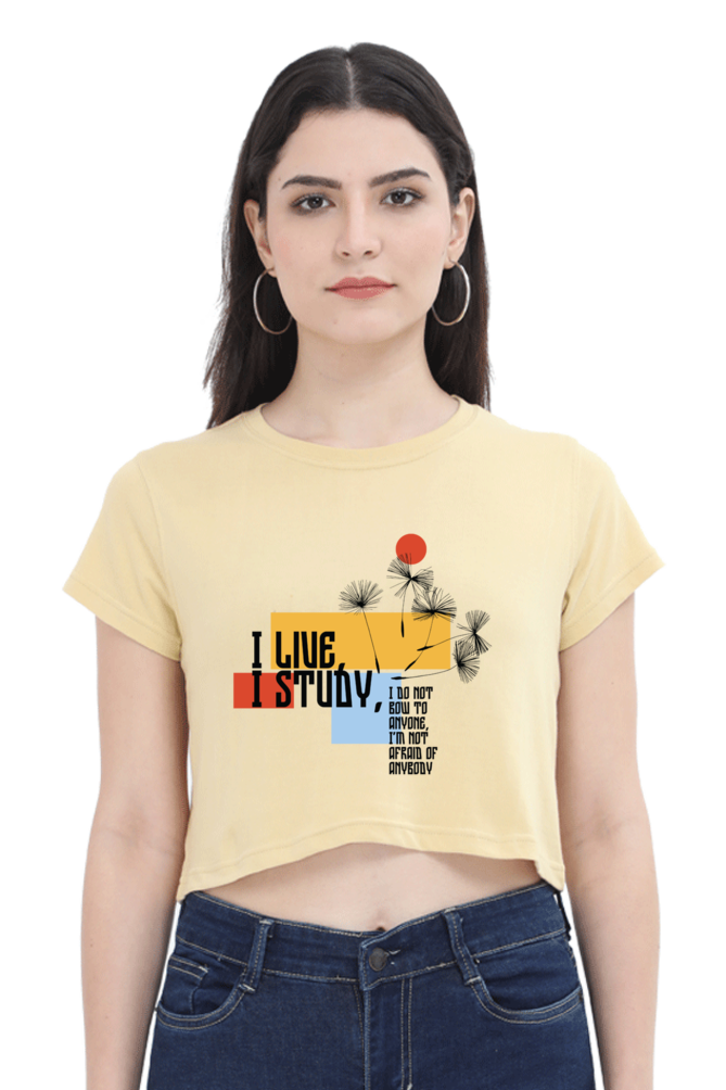 TrendzyKart I live I Study Digital Print Women Crop Top